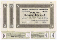 Altenburger Land-Kraftwerke AG, Altenburg. Stamm-Aktie 100 RM 21.4.1925 gedruckt in der Altenburger Spielkartenfabrik 3 Stück unentwertet aus privater...