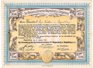 Bienenzuchtverein Regensburg u. Umgebung Anteilschein 50 Mark 31.1.1895, dekorative Lithographie von X. Rief Regensburg WGB