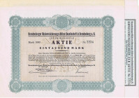 Brandenburger Rückversicherungs-AG in Brandenburg a.H. 2 Stück Interimsscheine zur Actie 1000 Mark 28.8.1922, unentwertete Namenspapiere aus Privatbes...