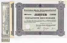Brennabor-Werke AG, Brandenburg (Havel) Konvolut unentwerteter Papiere aus Privatbesitz: Aktie 1000 Mark 1935 und 3x Aktie 1000 Mark 1940, dazu Pfandb...