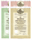 Danzig, Landesbank und Girozentrale Danzig-Westpreussen 100, 200, 500, 1000 RM 1941 Pfandbriefe mit Abb. Krantor 4 Stück Besterhaltung RB KFR