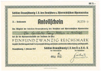 Deutscher u. Österreichischer Alpenverein Sektion Braunschweig Anteilschein 25 Mark 1.2.1937 zum Bau der Alpenvereinshütte in Torfhaus im Harz WGB