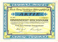 Friedr. Remy Nachfolger AG Bimsbaustoffwerk Neuwied a. Rhein über 500 Stück Aktien 100 RM 4.2.1925 im Originalkarton der Reichsbankversteigerung RB GE...