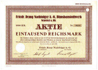Friedr. Remy Nachfolger AG Bimsbaustoffwerk Neuwied a. Rhein über 800 Stück Aktien 1000 RM April 1928 im Originalkarton der Reichsbankversteigerung RB...