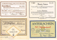 Leipzig 11 Anteilscheine und ein Rundbrief verschiedener Institutionen und Vereine 1906-35. Dabei viele Raritäten, Listung siehe PDF-Katalog GEB-FKF