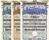 Nürnberg, auf Goldmark lautende Anleihe vom Februar 1926, 5 Stück Bst.A,B,C,D,E mit den Nennwerten 100,200,500,1000 und 2000 Goldmark. Seltenes Komple...