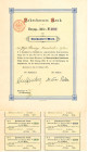 Paderborner Bank Vorzugs-Aktie 200 Mark 10.2.1905 ausgestellt auf Gräfin Schmising-Kerssenbrock, von großer Seltenheit, unentwertet mit Kupons