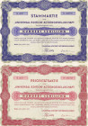 Universal-Edition AG, Wien. Stammaktie und Prioritätsaktie über je 100 Shilling 2.4.1937 unentwertet, dazu Auszeichnungsurkunde an eine Mitarbeiterin ...