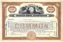 Konvolut mit 10 amerikanischen Wertpapieren 1930-1972 dabei 100 Shares Cavanagh-Dobbs 1930 mit Originalunterschrift von John Cavanagh und 100 Shares T...