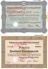 Aktie Rüttgerswerke AG Berlin 100 RM Mai 1934 ungelocht aber kraftlos gestempelt FKF und 4 Papiere aus den ehemaligen Ostgebieten, zusammen 5 Stück