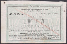 Berlin Comité des König Wilhelm-Vereins 1/2 Los zu 1 Thaler August 1870 mit dem Eisernen Kreuz und Jahreszahl 1870 im Unterdruck WGB