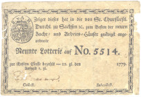 Dresden Lotterie zum Besten der neuen Zucht- und Arbeitshäuser Los 1779 SGB