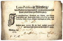 Nürnberg Lotto Publico in Nürnberg Los zu 2 Gulden 1715 mit städtischem Siegel und handschriftlicher Unterschrift von Matthias von Erberg -weitere Ang...