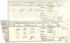 Nürnberg 2 Lose Königl. Bayerische Zahlenlotterie 1836 und 1853 GEB-FKF