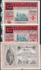 Aachener Dombau-Lotterie, 3 Lose 1881-1911 1x Eckrandfehler GEB-VZL