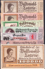 Berlin Volkswohl-Lotterie 21 Lose 1928-1933, 2 Losbezugsscheine und Losumschlag, zus. 24 Stück WGB-KFR