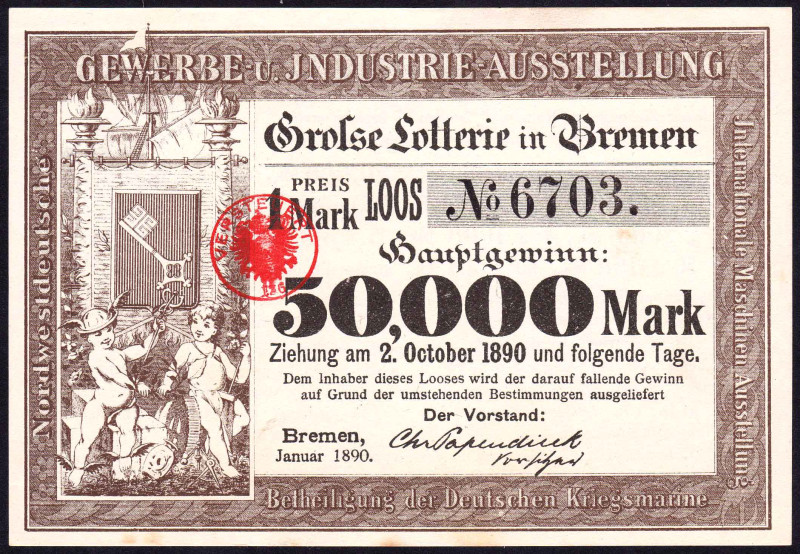 Bremen Los 1890 Gewerbe- und Industrie-Ausstellung FKF