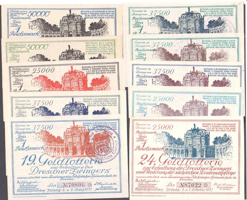 Dresden 18 verschiedene Lose zur Erhaltung des Dresdner Zwingers 1925-1937 GEB-F...