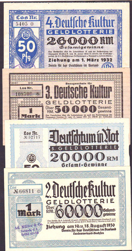 Dresden 3 Lose und Bezugsschein Verein für das Deutschtum im Ausland 1930-1933 V...