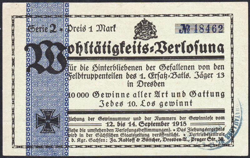 Dresden Los 1918 1.Ersatz-Batl. Jäger 13 KFR