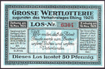 Elbing Los zugunsten des Verkehrstages Elbing 1925, gedruckt auf Wasserzeichenpapier von Otto Siede, Elbing FKF