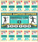 Köln Deutsche Kampfspiel-Lotterie 1926. Los mit zusätzlichen 10 Werbemarken GEB