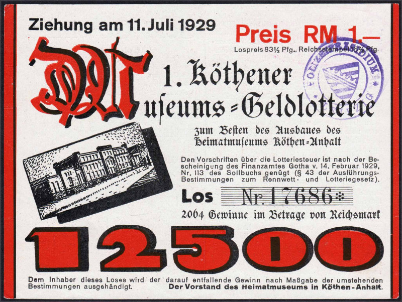 Köthen Los Museums-Geldlotterie FKF