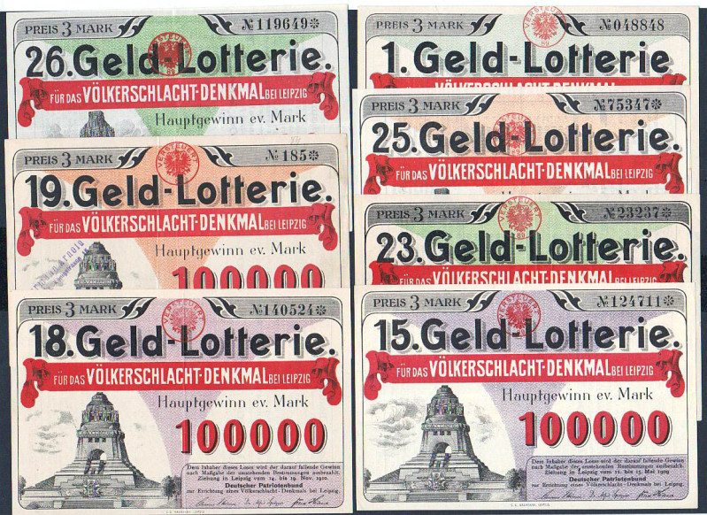 Leipzig 14 verschiedene Lose Deutscher Patriotenbund 1903-1914 GEB-VZL