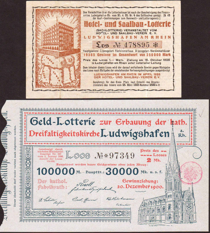 Ludwigshafen 2 Lose 1900, 1925 WGB-VZL