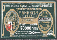 Mannheim großformatiges Los 1907, Entw. Kurt Hoppe, aufwendige Gestaltung mit Golddruck VZL