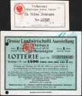 Meiningen 2 Lose 1889 und 1925 (letzteres gelocht und Riß) GEB