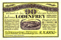 München LODENFREY Jubiläumslotterie 1932 mit Fabrikansicht im englischen Garten WGB