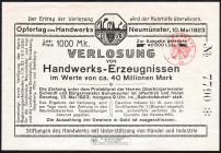 Neumünster Los 1000 Mk. 1923 Opfertag des Handwerks FKF