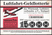Stuttgart Luftfahrt-Geldlotterie Los 1917 WGB