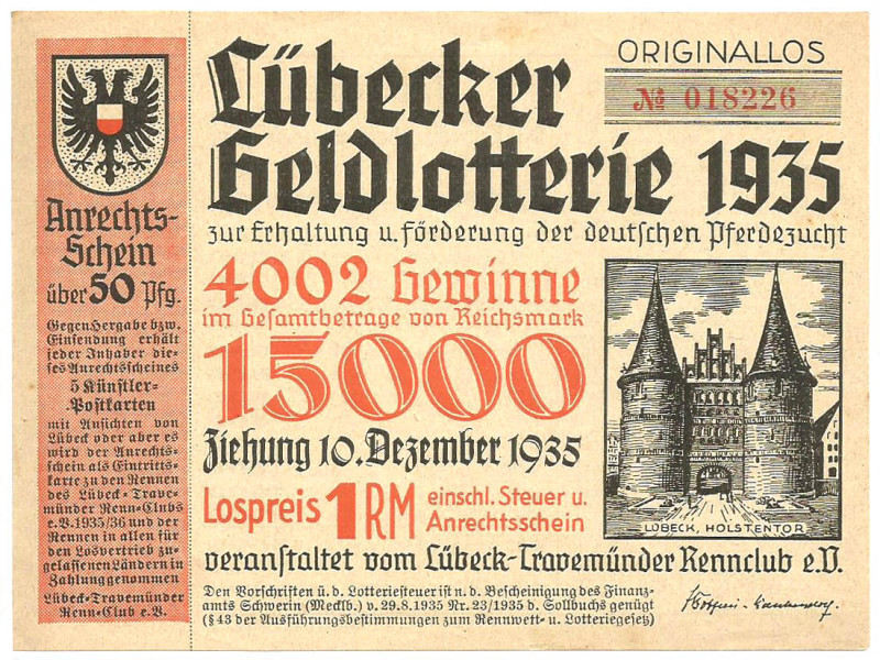 Lübeck Los 1935 VZL