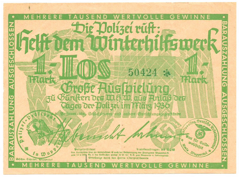 Wuppertal Los Tag der Polizei 1936 VZL
