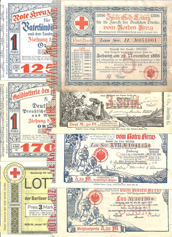 ROTES KREUZ Sammlung mit 42 verschiedenen Losen 1886-1942 aus allen Teilen des D...