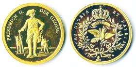 Goldmedaille auf Friedrich II. 1/20 Unze GOLD 585 prf
