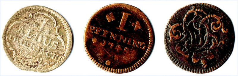TRIER 1 Pfennig 1748 und 1750 D.F., I Albus 1790 Schrötter 1262 Schön 54, 139 s-...