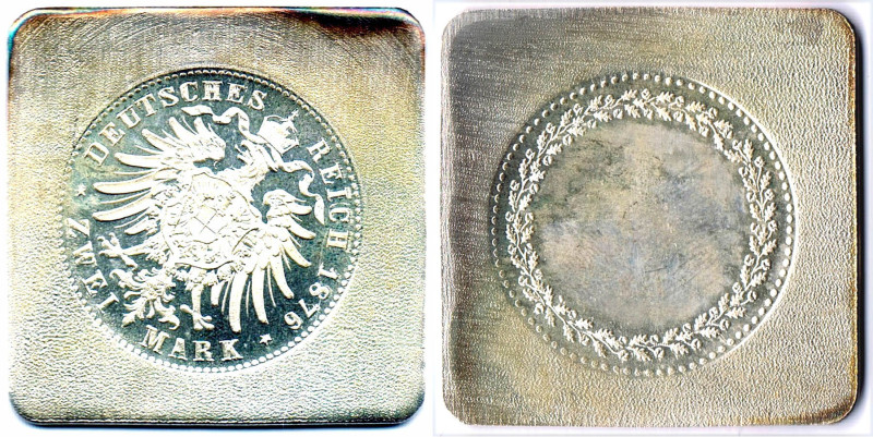 PROBEPRÄGUNG 2 Mark 1876 Probeprägung der Rückseite als Klippe, andere Adlertype...