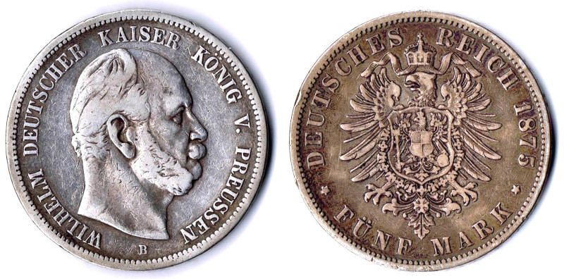 Preussen 5 Mark 1875 B fss