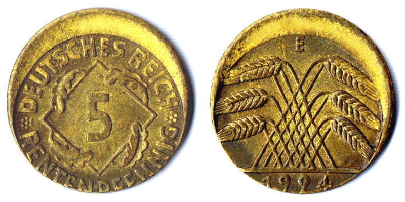 5 Rentenpfennig 1924 E Verprägung