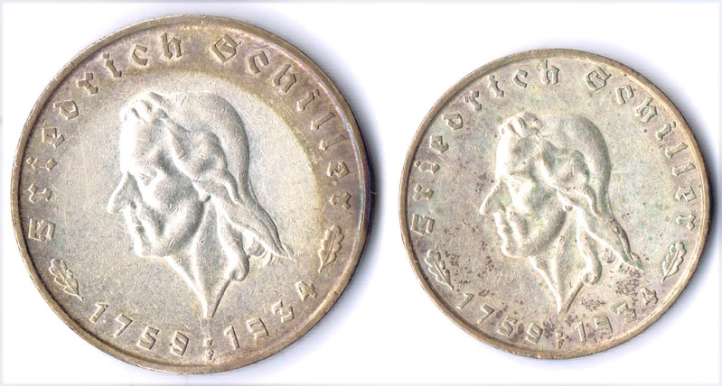 2 und 5 RM Schiller 1934 F