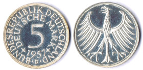 5 DM 1957 D vz+ (von PP?)