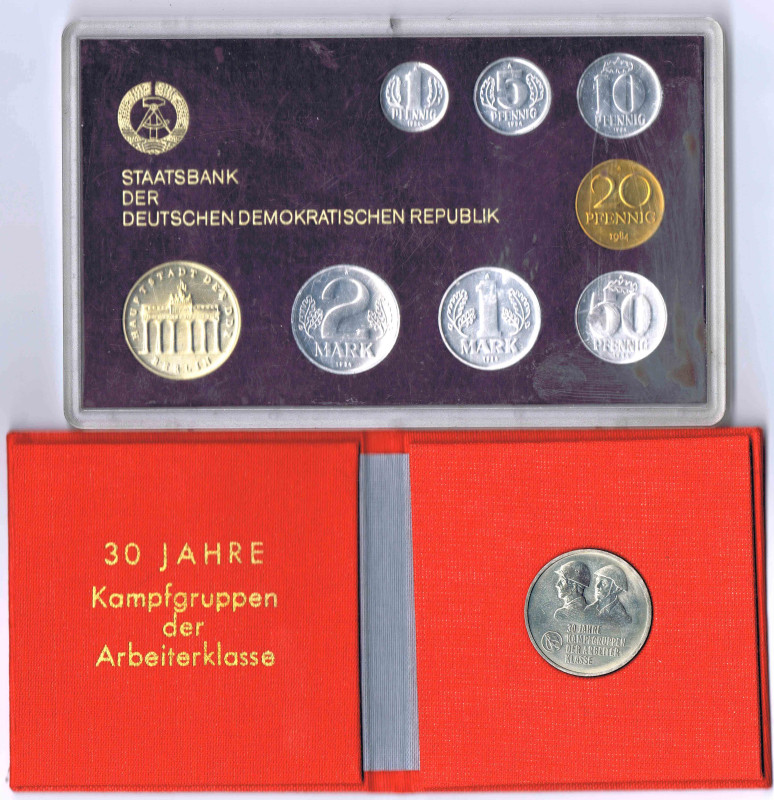 Kurssatz 1984 1 Pfennig- 5 Mark, 10 Mark 1983 in Mappe