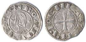 KREUZFAHRER ANTIOCHA Bohemond III. (1163-1201) Denier 0,97g 18mm Behelmter Kopf mit Stern und Halbmond / Kreuz und Halbmond im 2.Viertel ss