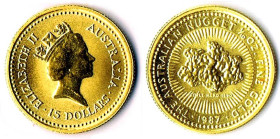 Australien 15 Dollar 1987 1/10 Unze Nugget Gold