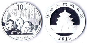 China 10 Yuan 2013 1 Unze Feinsilber Stgl