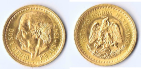 Mexico 2 1/2 Pesos 1945 GOLD vz+