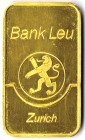 Schweiz Bank Leu Zürich 20g Feingoldbarren ältere Ausführung mit dem Löwenwappen, mehrwertsteuerfrei vz